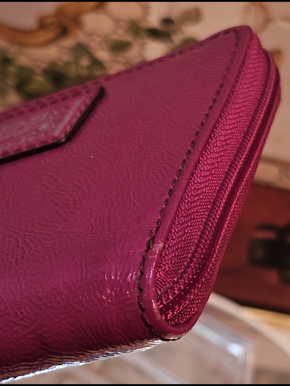 Coach Poppy Daisy Fuchsia Patient Leather Zip Wristlet - Picture 9 of 16